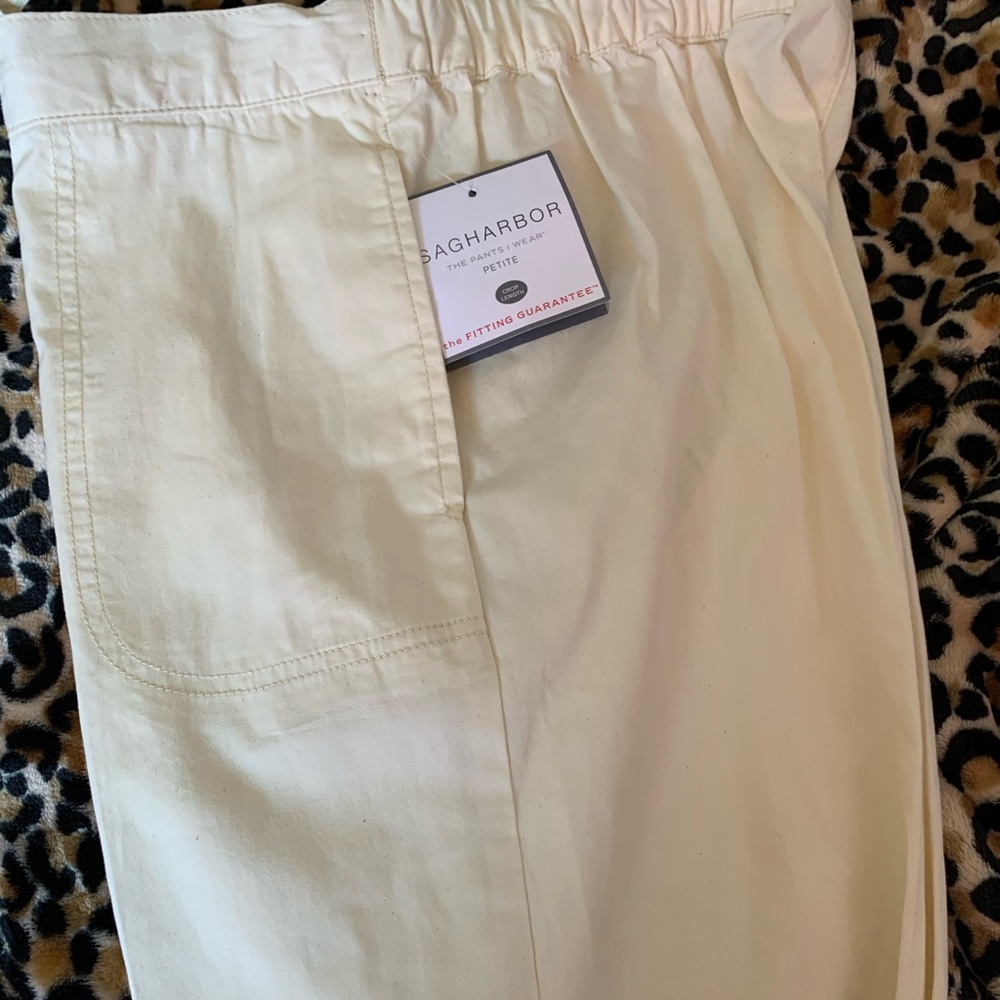 Sag Harbor Ivory Cotton Crop Pants